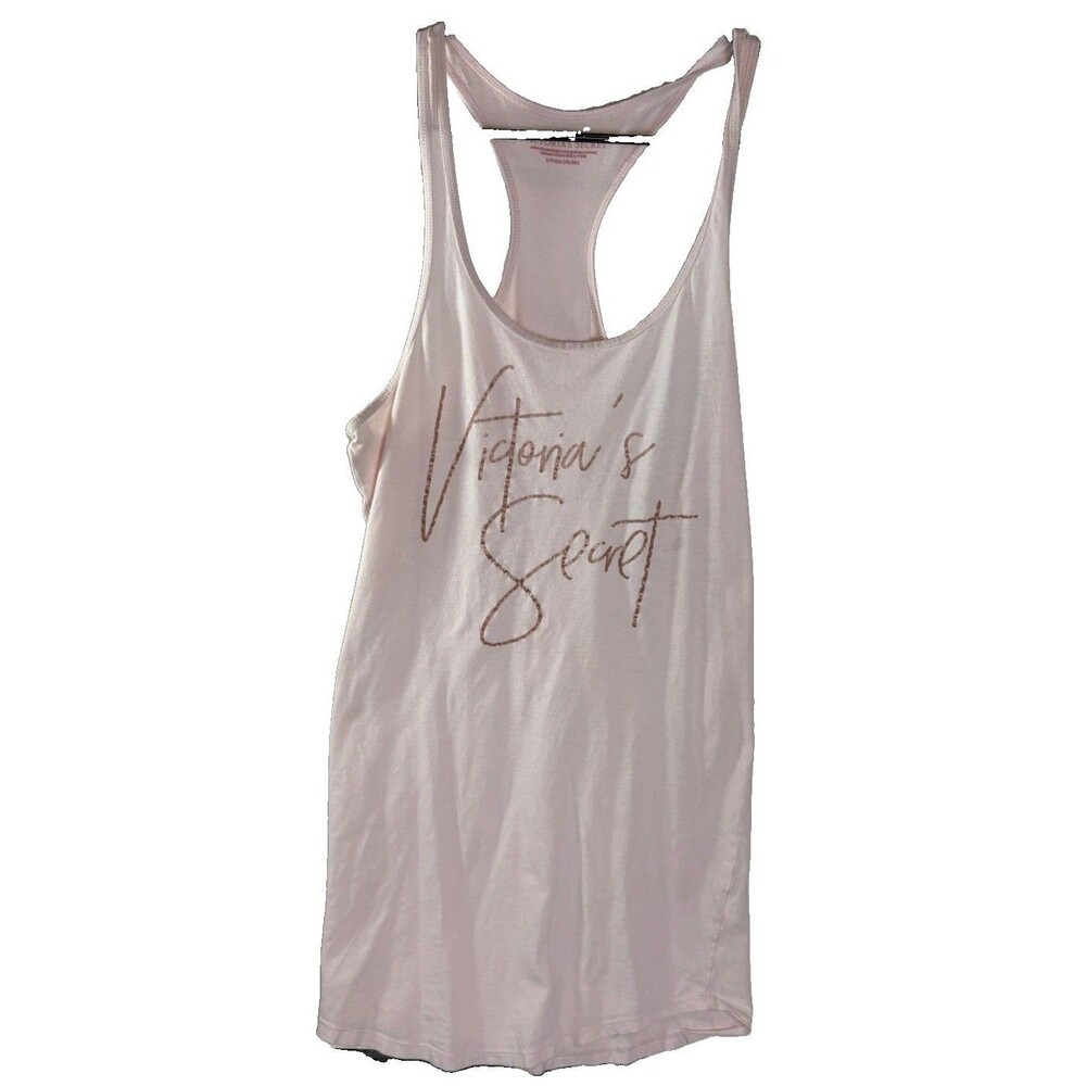 Victoria’s Secret Sleep Tank Nightshirt Women’s S Pink Racerback Logo Lounge